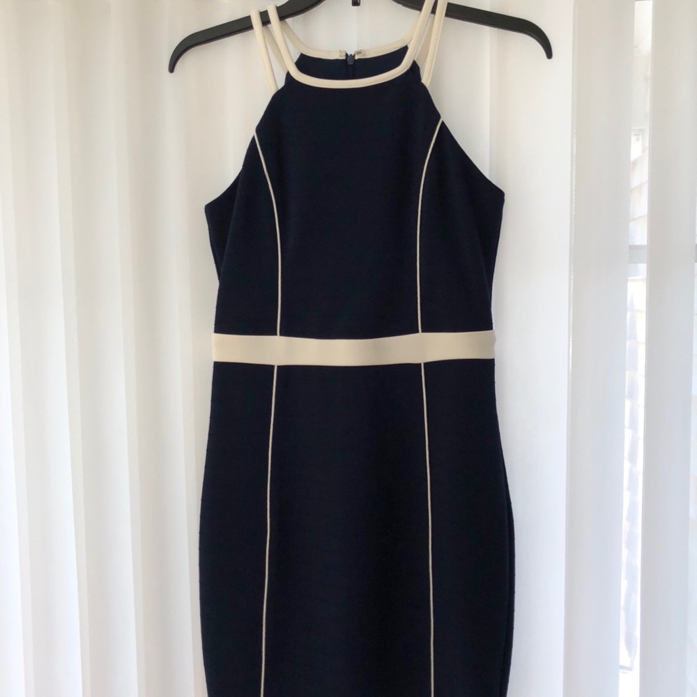 Guess Women’s Navy Blue and White Halter dress